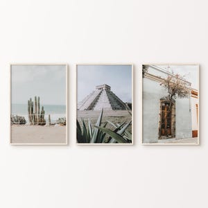 Mexico Set of 3 Printable Photography, Mexico Landscape 3 Pieces Large Wall Art, Chichen Itza Print, Travel Poster Set, Tulum Beach Print