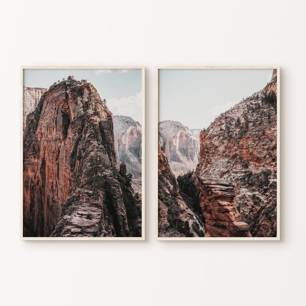 Printable Zion Set of 2 Prints, Utah Desert 2 Pieces Wall Art, Western Wall Decor, Zion National Park Photography, Southwestern Wall Set