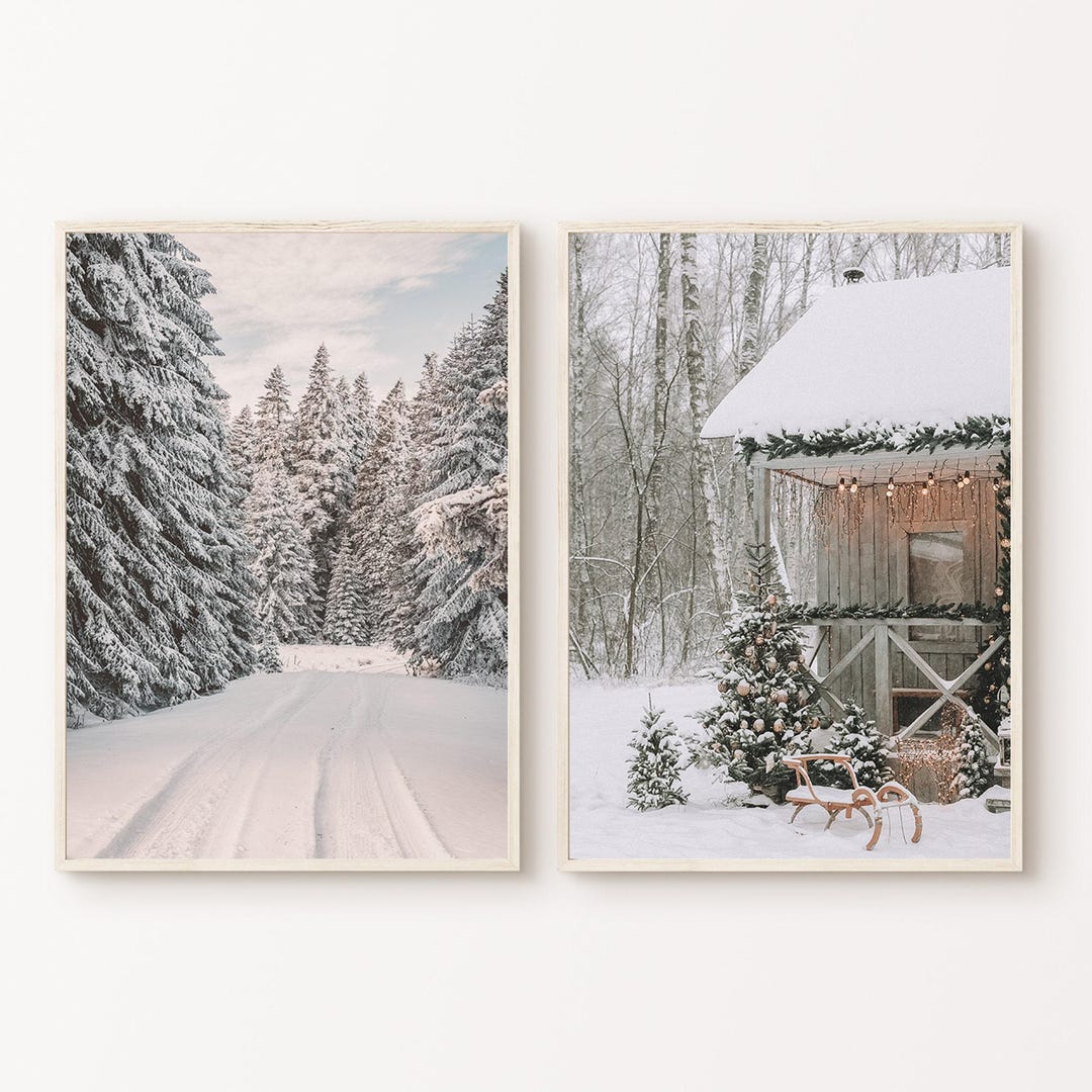 Printable Winter Mountain Set of 2 Photography, Snowy Landscape 2 ...