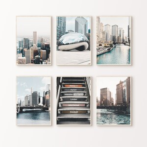 Chicago 6 Pieces Wall Art, PRINTABLE Set of 6 Chicago Skyline Prints, Chicago Photography Poster, City Large Wall Art, Digital Download