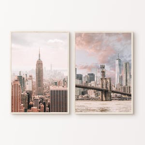 Printable Set of 2 New York City Photography, Nyc Skyline 2 Pieces Wall Art, Brooklyn Prints, Empire State Building Large Wall Art