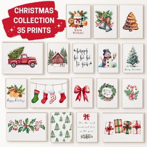 35 Christmas Prints, PRINTABLE Winter Theme Wall Art, Posters for Holiday Decor, Christmas Gallery Wall Set, Winter Home Decor, Digital Art
