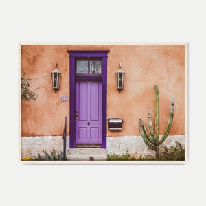 Stampa murale stampabile di una casa rosa nel deserto, stampa DIGITALE del sud-ovest, fotografia di cactus, grande parete artistica con facciata rosa di un edificio