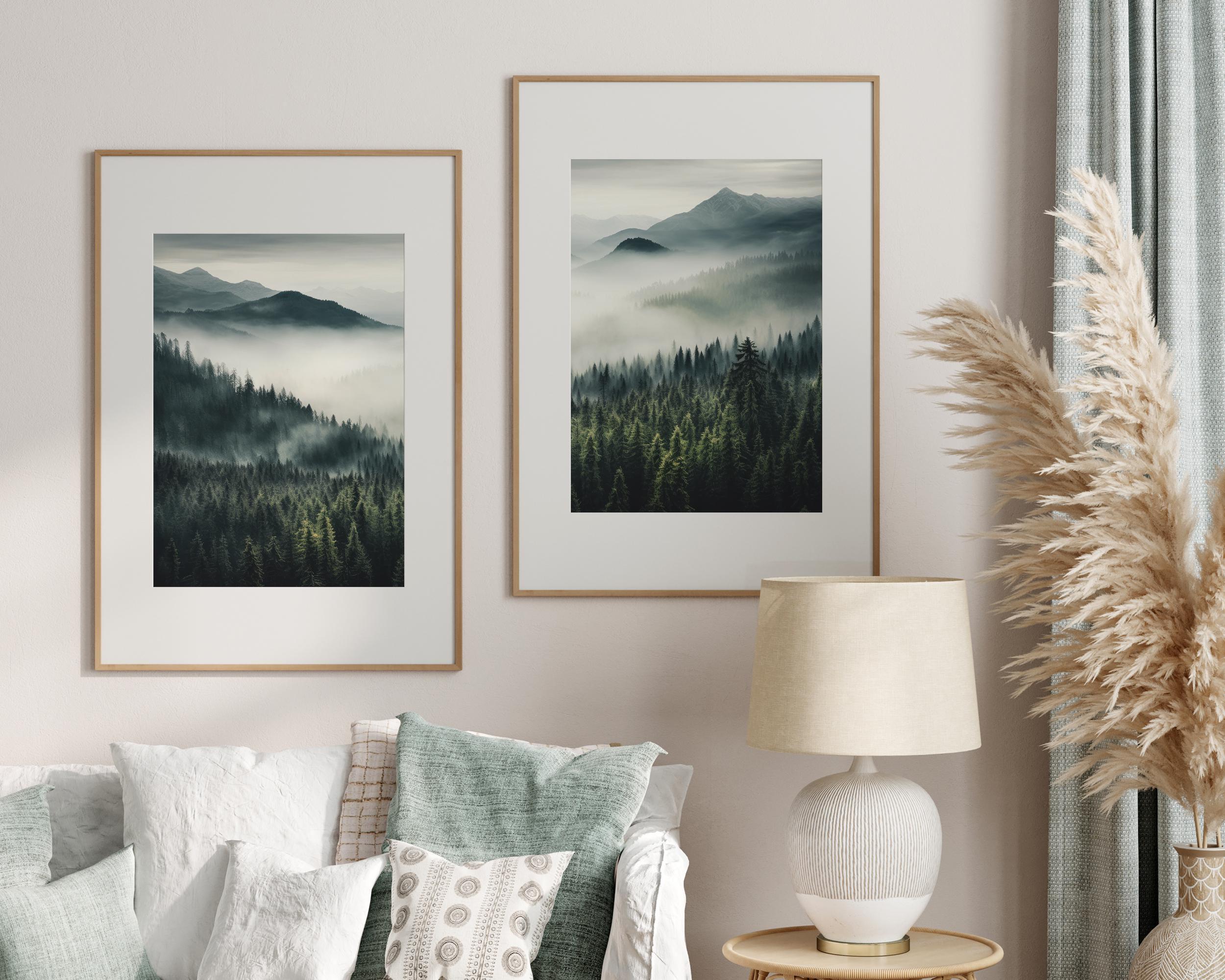 Mountain Set of 2 Prints, Printable Nature Landscape 2 Pieces Wall Art ...