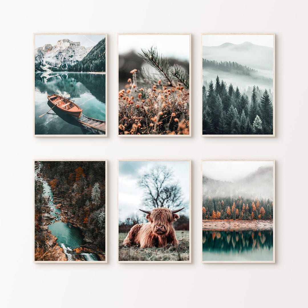 Printable Nature Wall Art, Set of 6 Mountain Landscape Photography ...