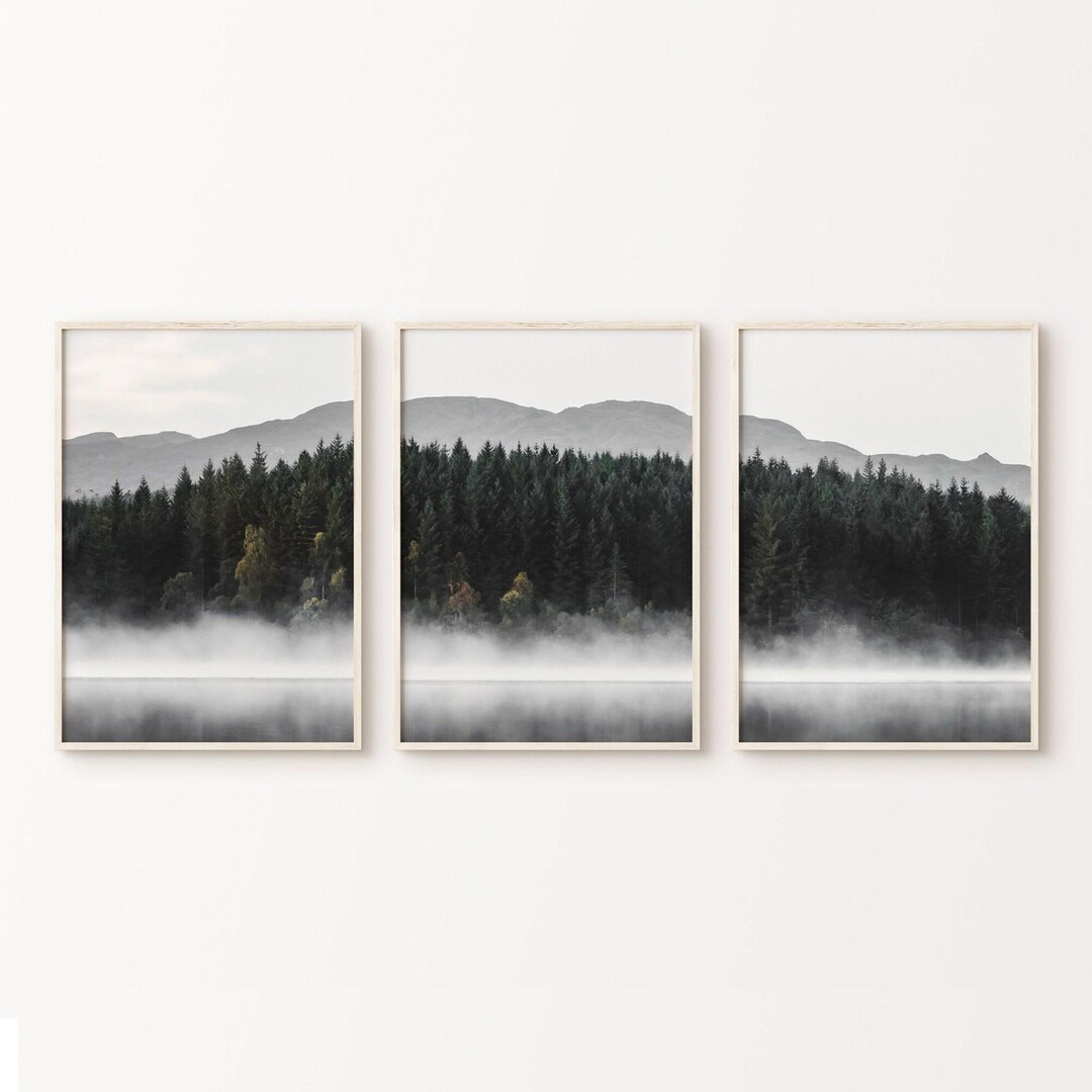 Foggy Forest Set of 3 Prints DIGITAL, Winter Mountain Landscape Poster ...