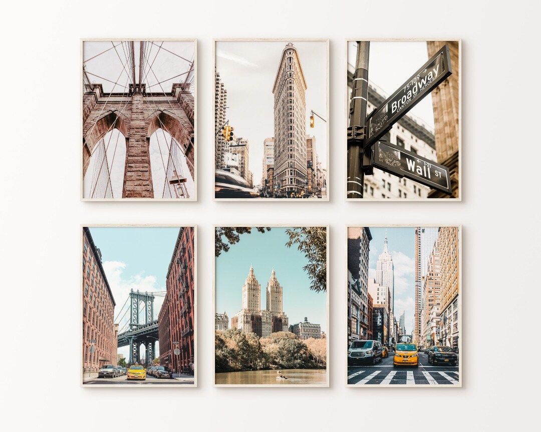 NYC Printable Gallery Wall Set, New York Set of 6 Photography, Nyc Digital Prints, Nyc 6 Pieces ...