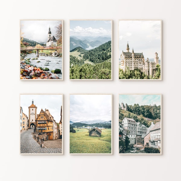 Printable Germany Set of 6 Photography, Nature Mountain Landscape Large Wall Art, Europe Gallery Wall Set of 6 Prints, Travel Art Print