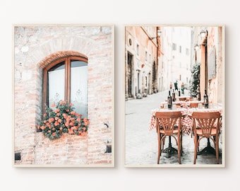 Italy Wall Art, Printable Italian Landscape Set of 2 Photography, Neutral Mediterranean 2 Pieces Wall Art, Digital Europe Travel Poster