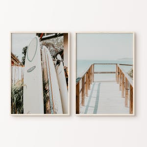 Printable Set of 2 Beach Photography, Surf 2 Pieces Wall Art, Coastal Print, Beach Print, Surfboard Wall Art, Surfer Print, DIGITAL ART