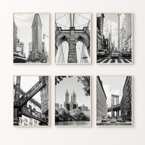 New York Set of 6 Printable Photography, NYC Black White Gallery Wall Set, Nyc Prints, Nyc 6 Pieces Poster, New York Taxy Large Wall Art