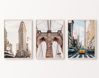 NYC Printable Wall Art, New York Set of 3 Photography Prints, Nyc Digital Print, Nyc 3 Pieces Poster, New York Taxy Poster, Large Wall Art
