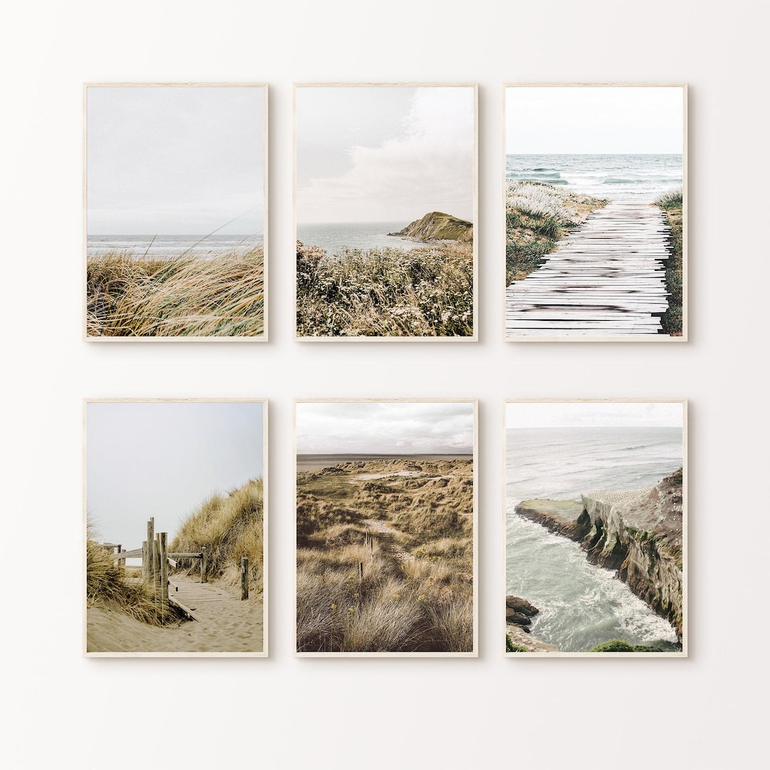 Printable Muted Coastal Gallery Wall Set of 6 Prints, Calm Boho ...
