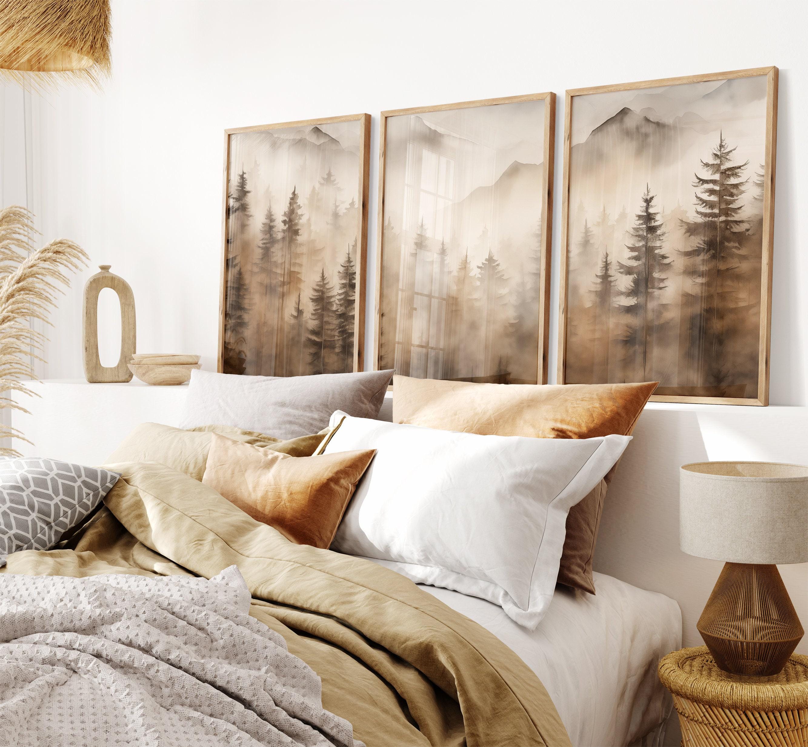 Fall Forest Set of 3 Prints, Printable Foggy Mountain Poster, Misty ...