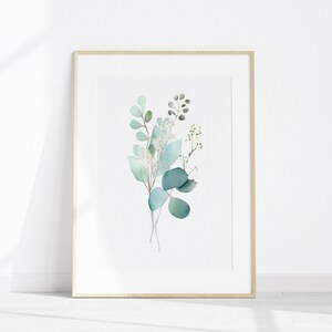 Lot de 3 impressions d'eucalyptus, feuille d'aquarelle imprimable 3 pièces art mural, art d'eucalyptus, estampes vert sauge, impression Cottagecore minimaliste image 6