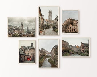 Edinburgh Printable 6 Pieces Wall Art, Scotland Gallery Wall Set, Edinburgh Print, Cityscape Photography, Scotland City Set of 6 Photography