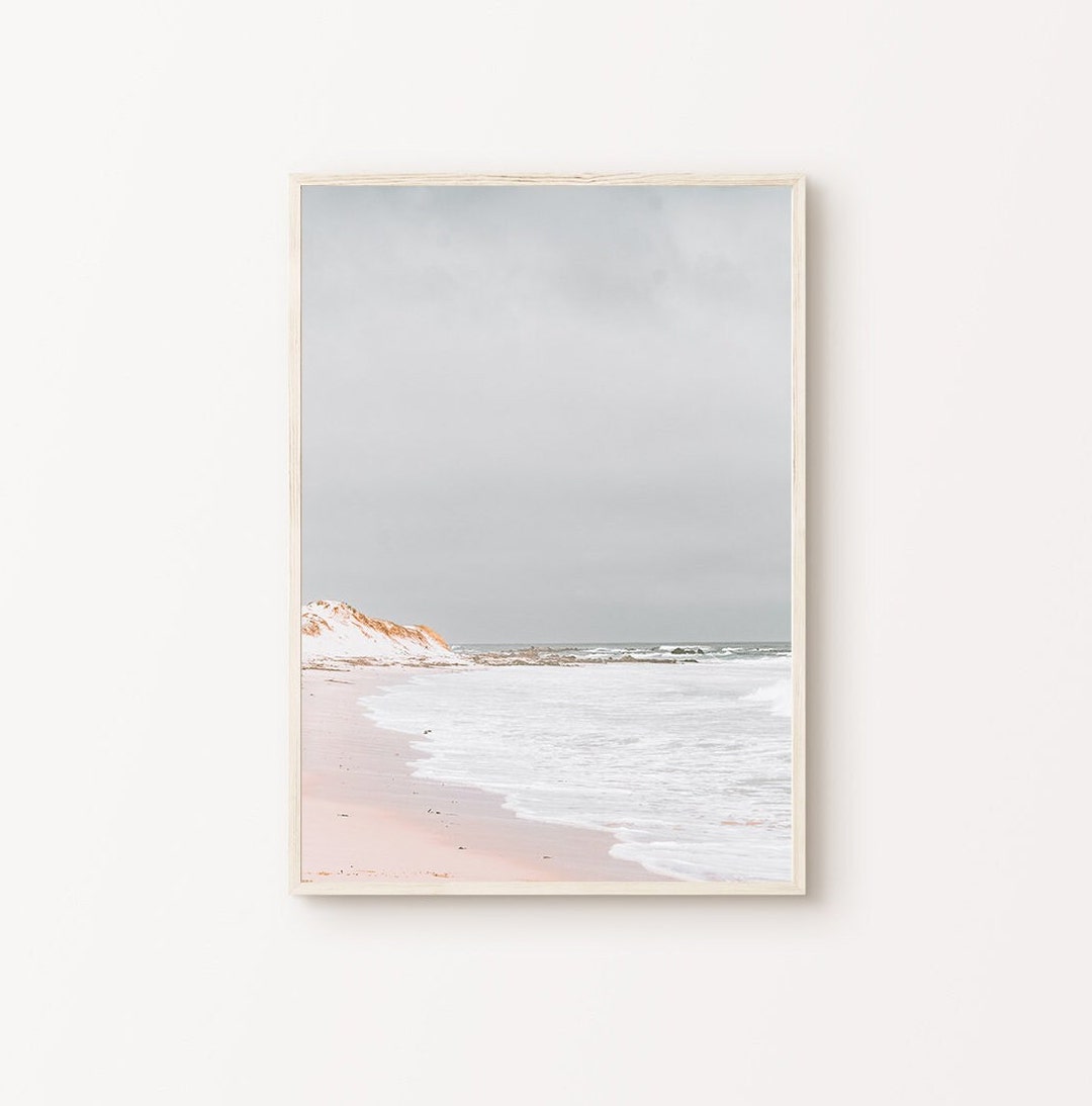 Printable Neutral Coastal Photography, Beach Large Wall Art, Seascape
