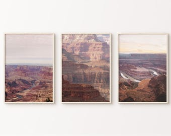 Grand Canyon Set of 3 Prints, Arizona Desert 3 Pieces Wall Art, Southwestern Print, Nature Gallery Wall Set, Printable Canyon Large Wall Art
