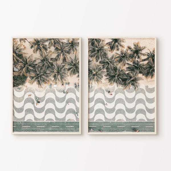 Printable Brazil 2 Pieces Large Wall Art, Rio de Janeiro Set of 2 Photography, Palm Tree Print, Brazil Beach Wall Set, South America Poster