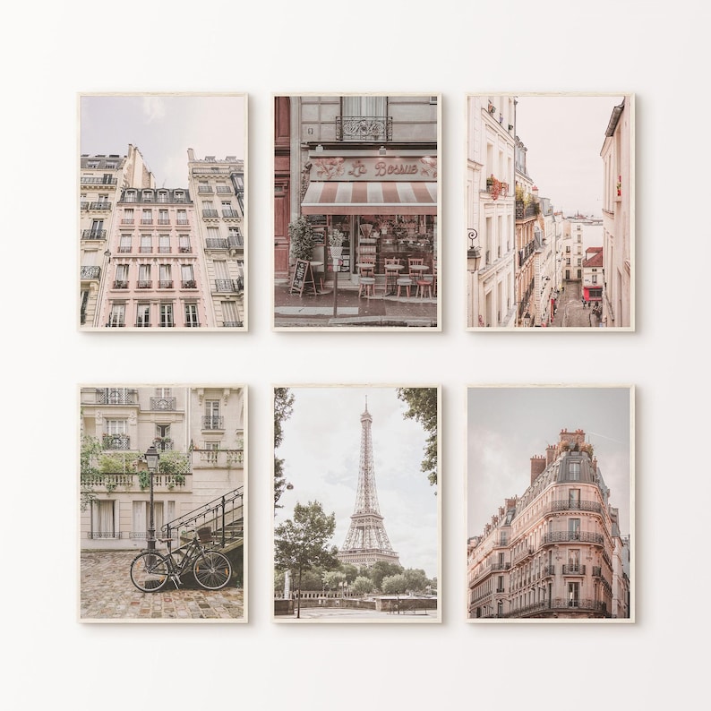 Printable Paris Set of 6 Photography, France 6 Pieces Wall Art, Boho ...
