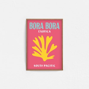 Bora Bora Travel Print, Printable Colorful Travel Poster, Preppy Room ...