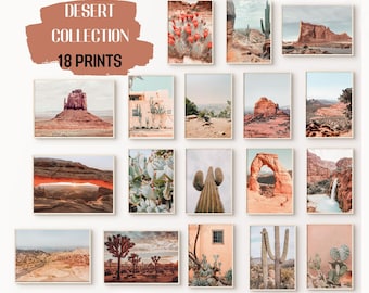 Paquete de 18 impresiones imprimibles del desierto, colección de arte mural grande del desierto, set de galería de pared del Gran Cañón, Arizona, fotografía del desierto, impresión de cactus