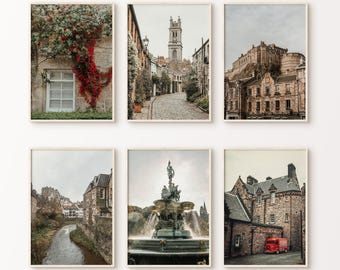 Printable Edinburgh Set of 6 Photography, Scotland Gallery Wall Set, Edinburgh Print, Cityscape Photography, Scotland City 6 Pieces Wall Art