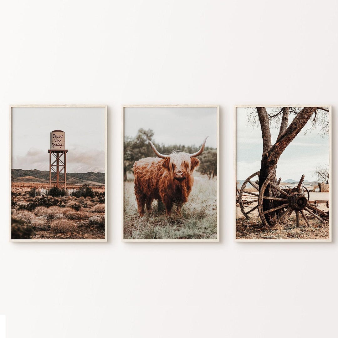Rustic Large Print Southwest Set of 3 DIGITAL Prints, Rustic Western 3 Pieces Large Wall ...