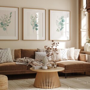 Lot de 3 impressions d'eucalyptus, feuille d'aquarelle imprimable 3 pièces art mural, art d'eucalyptus, estampes vert sauge, impression Cottagecore minimaliste image 5
