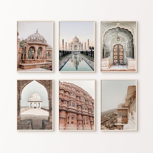 Printable India City Gallery Wall Set, Taj Mahal Print, India Set of 6 Photography, India 6 Pieces Large Wall Art, Architecture Wall Art
