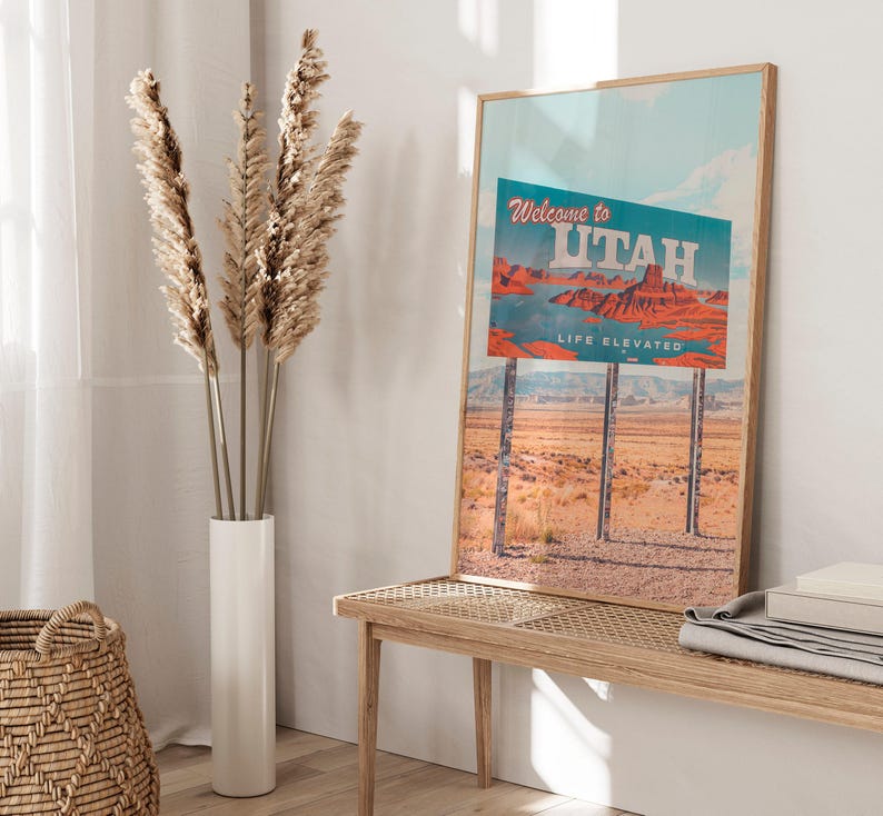 Wydrukowane fotografie z Utah, sztuka ścienna z krajobrazem pustyni, wydruk znaku Utah, duża sztuka ścienna z parkiem narodowym, sztuka ścienna z podróżami do USA, plakat z pustynią zdjęcie 3
