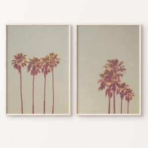 Vintage Palm Tree Set of 2 Prints, Beach Photography Print, California Wall Art, Printable Palm Tree 2 Piece Wall Art, Large Poster Wall Art