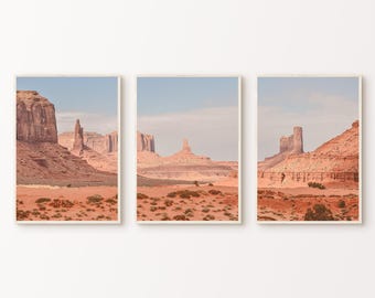 Set of 3 Desert Prints, Arizona Desert 3 Pieces Wall Art, Boho Desert Art Print, Boho Gallery Wall Set, Printable Poster Large Wall Art