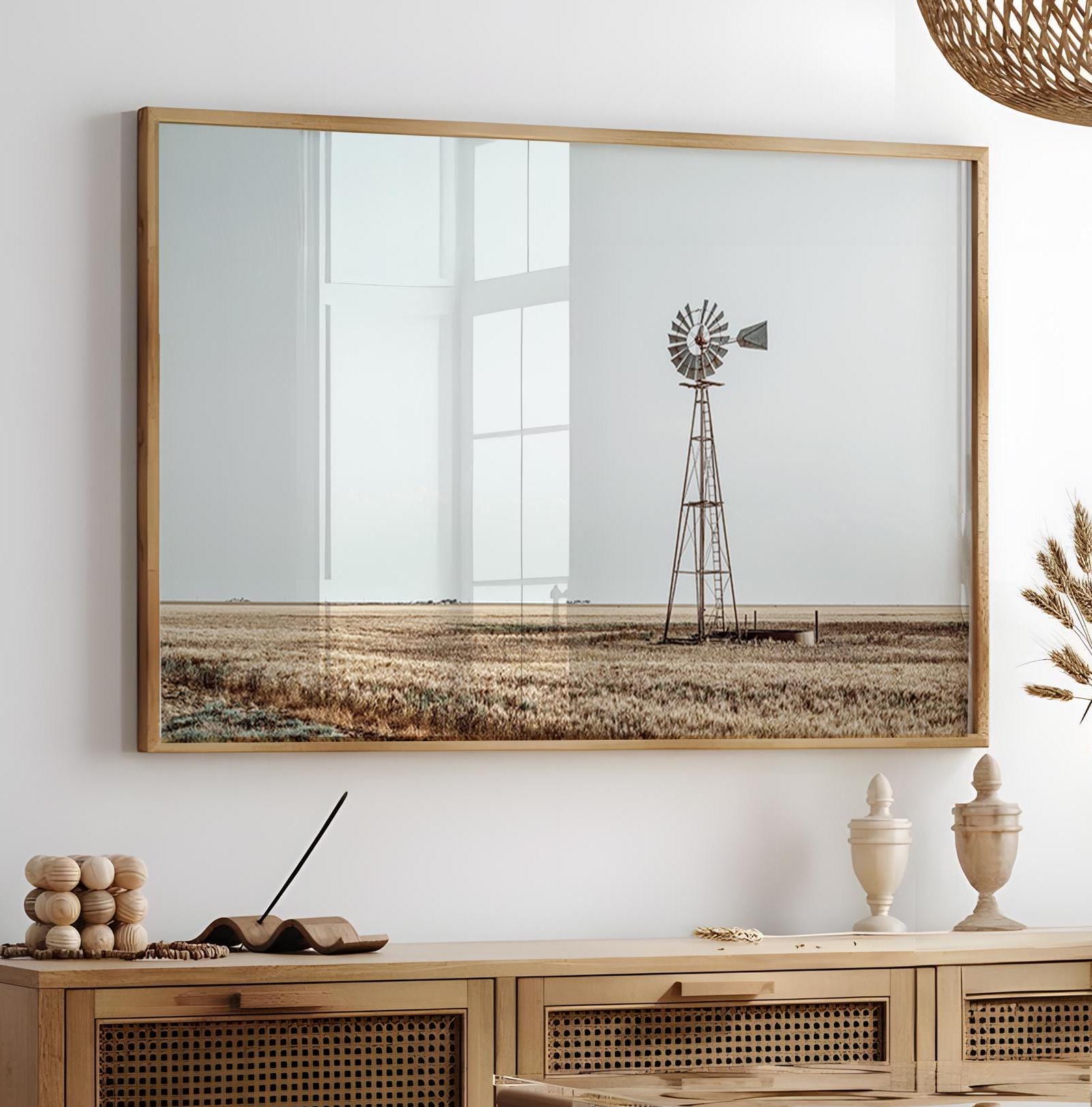Printable Windmill Photography, Southwest Landscape Print, Rustic