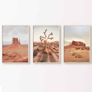 Desert Wall Art Set of 3 Prints, Arizona Desert Pictures, Desert 3 Pieces Art Print, Nature Gallery Wall Set, Southwestern Large Wall Art