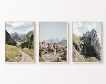 Printable Switzerland Set of 3 Photography, Swiss Mountain Landscape Large Wall Art, Switzerland Gallery Wall Set of 3 Prints, Europe Poster