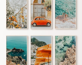 Printable Italy Set of 6 Photography, Italian Riviera 6 Pieces Wall Art, Mediterranean Wall Art, Italy Beach Gallery Wall, Amalfi Coast Art
