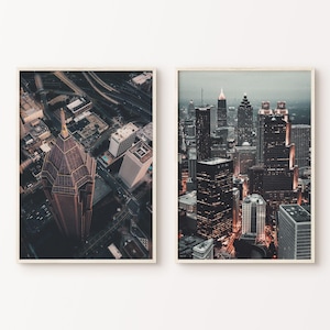 Atlanta Wall Art, City of Atlanta Set of 2 Prints, Atlanta Skyline Photography Print Set, Printable Atlanta Poster, Large 2 Pieces Wall Art