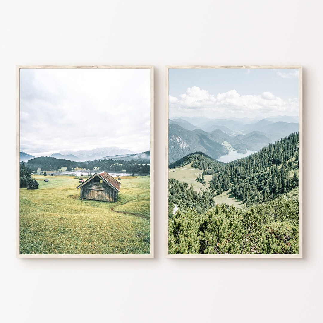 Printable Nature Mountain Landscape Large Wall Art, Germany Set of 2 ...