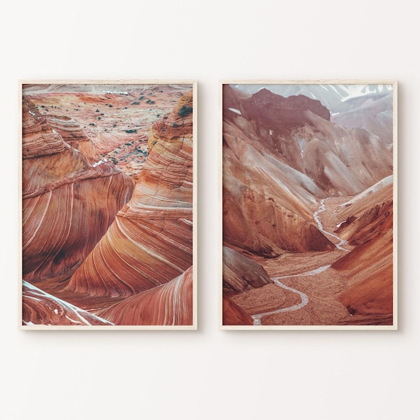 Desert Canyon Prints Set of 2, Arizona Desert 2 Pieces Wall Art, Boho Desert Art Print, Grand Canyon Poster Set, Printable Large Wall Art