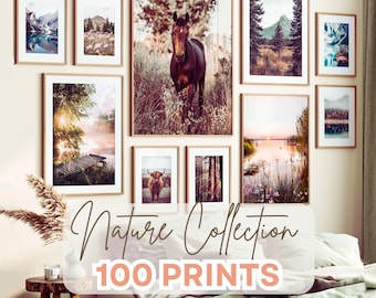 Nature Prints Bundle, Printable Farmhouse Gallery Wall Art, 100 Prints, Landscape Photography, Mountain Cottage Decor, Forest Nature Poster