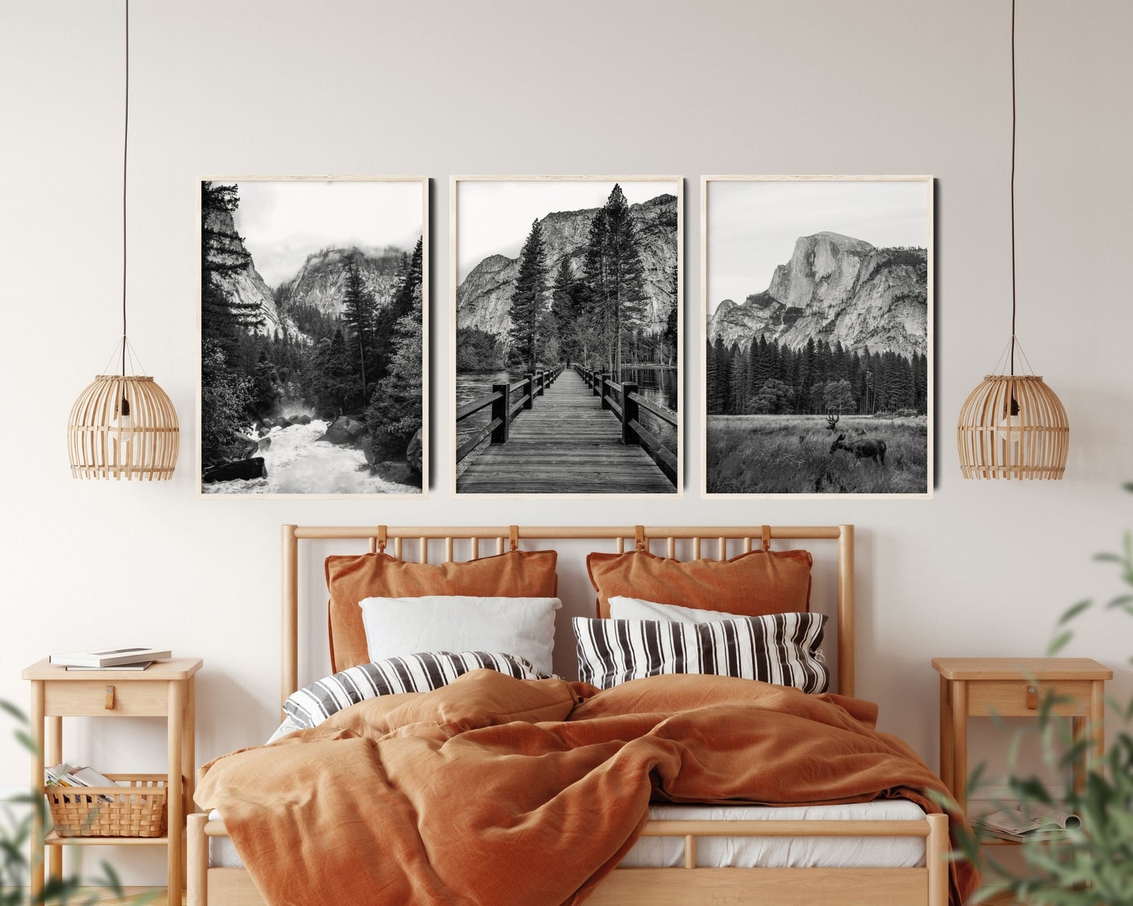 Black and White Yosemite Wall Art Set of 3 Yosemite National | Etsy