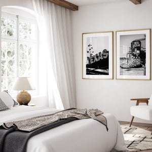 Printable Texas 2 Pieces Wall Art, Cowboy Set of 2 Prints, Black and White Texas Photography, Cowboy Boot Poster, Farmhouse Western Wall Art image 3