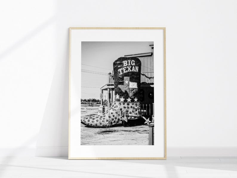 Printable Texas 2 Pieces Wall Art, Cowboy Set of 2 Prints, Black and White Texas Photography, Cowboy Boot Poster, Farmhouse Western Wall Art image 2