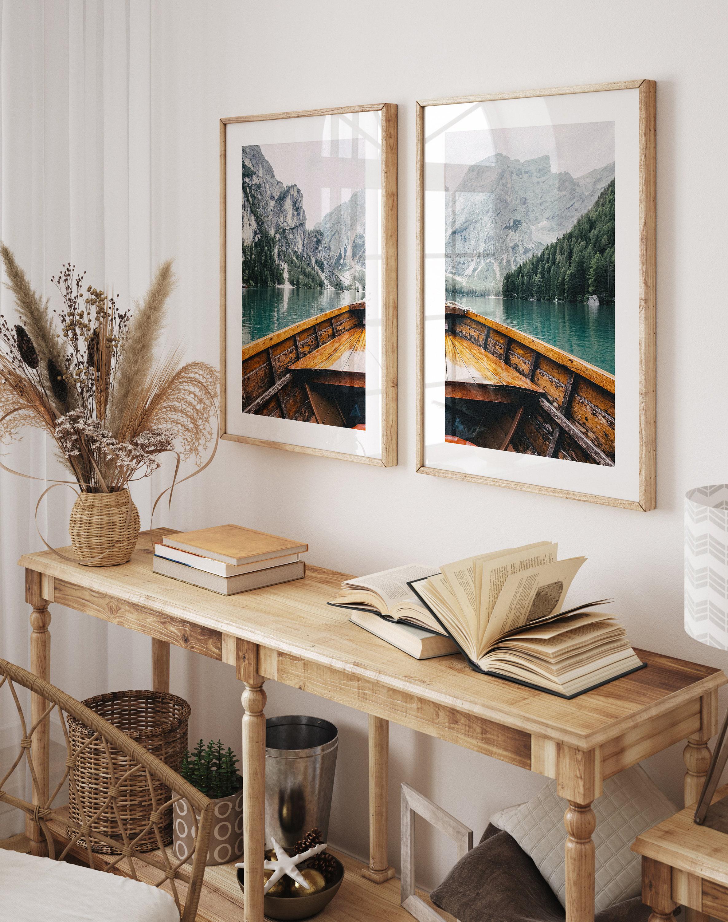 Printable Mountain Landscape Set of 2 Split Photography, Lake Large 2 ...