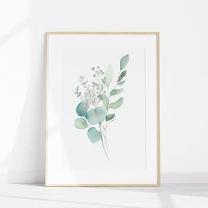 Lot de 3 impressions d'eucalyptus, feuille d'aquarelle imprimable 3 pièces art mural, art d'eucalyptus, estampes vert sauge, impression Cottagecore minimaliste image 3
