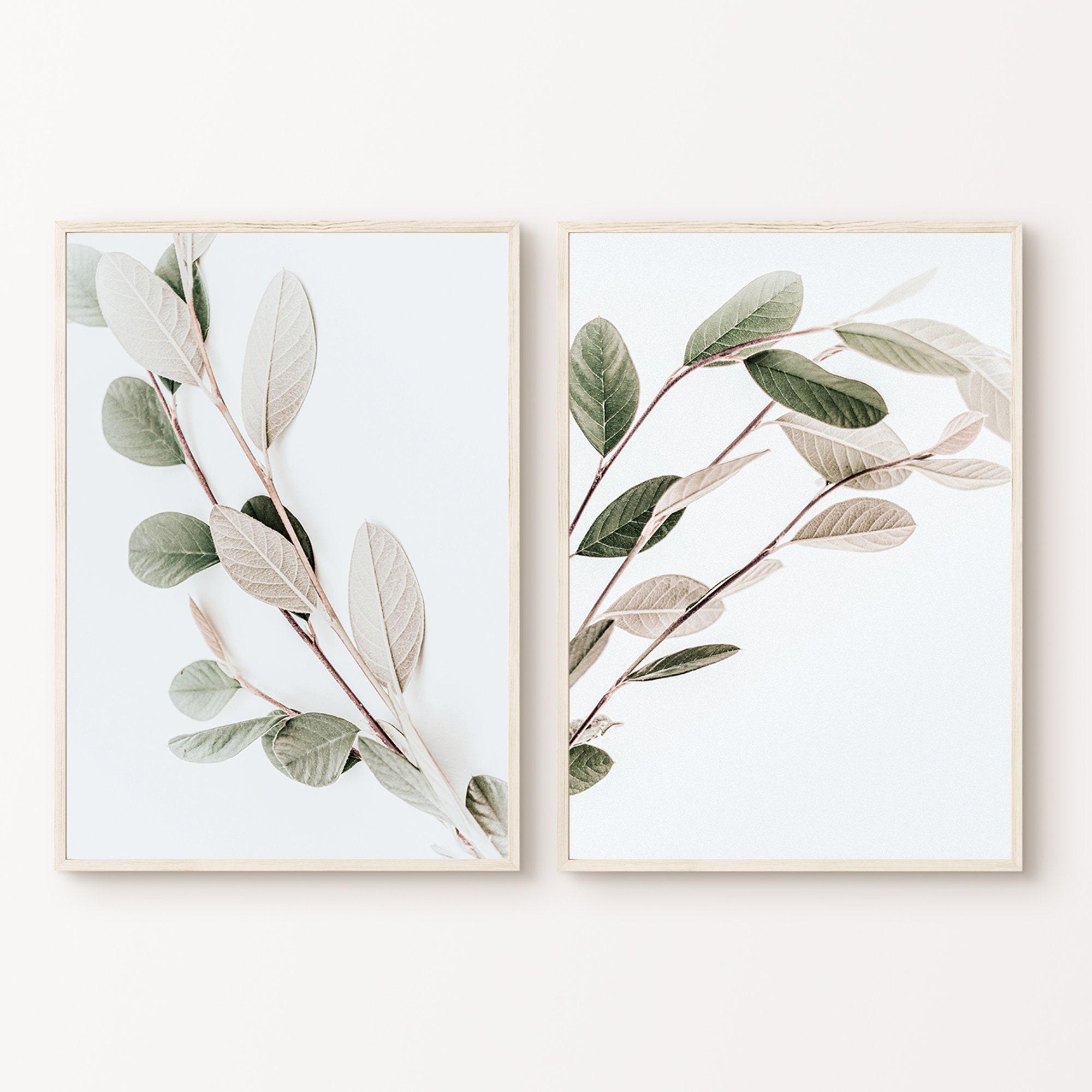Printable Botanical Wall Art, Plant Leaves Set of 2 Prints, Neutral ...