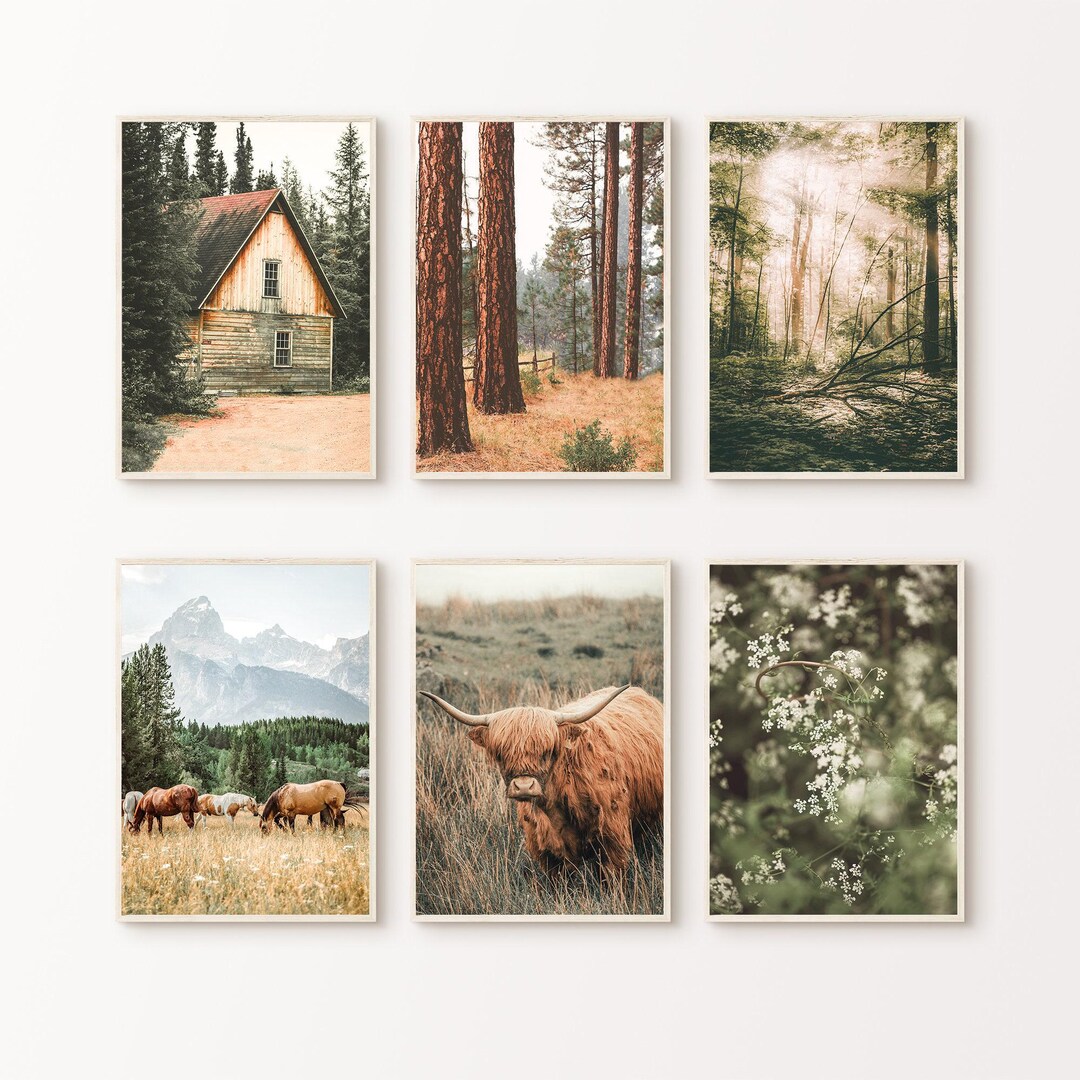 Nature Set of 6 Prints, Printable Farmhouse 6 Pieces Wall Art ...