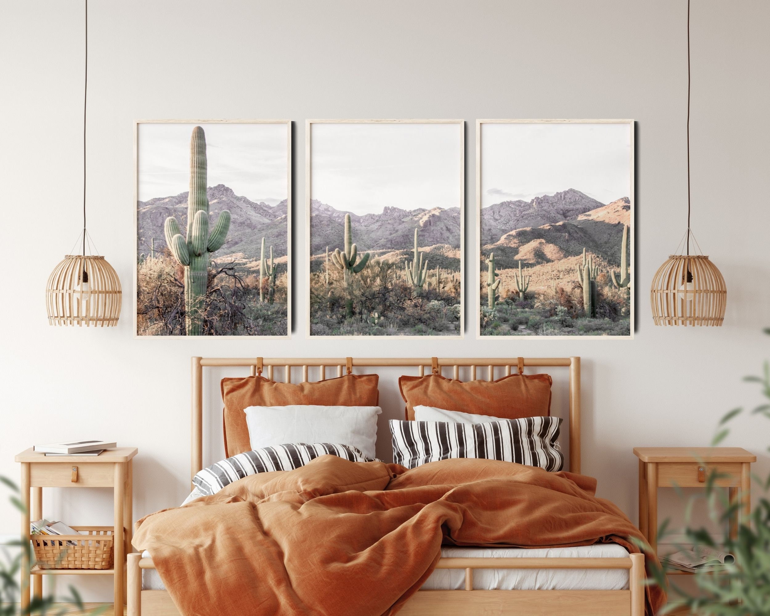 Set of 3 Desert Art Prints Cactus 3 Piece Wall Art Boho | Etsy