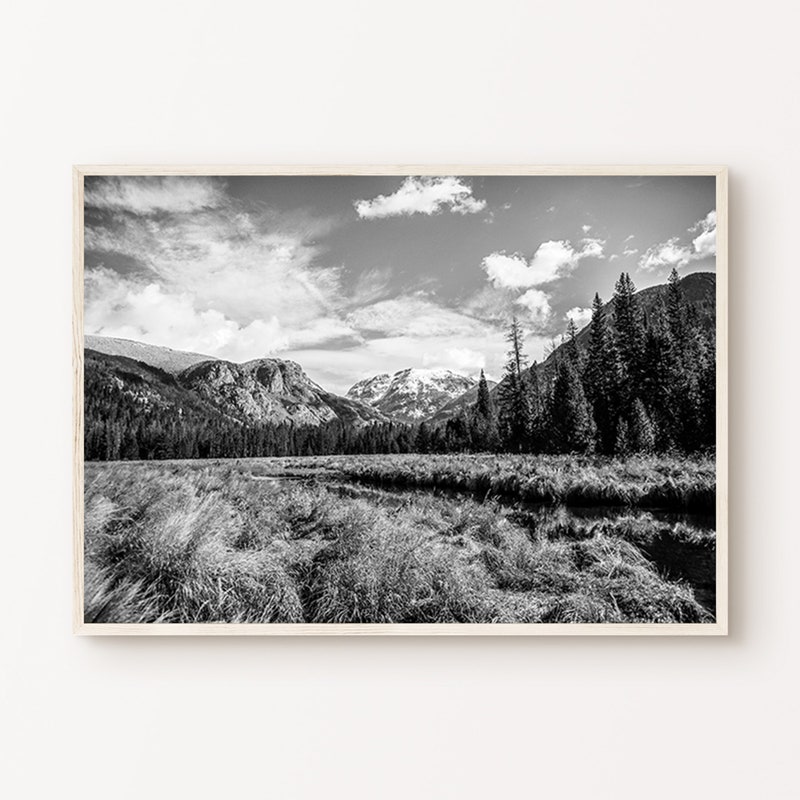Black and White Mountain Print - Etsy